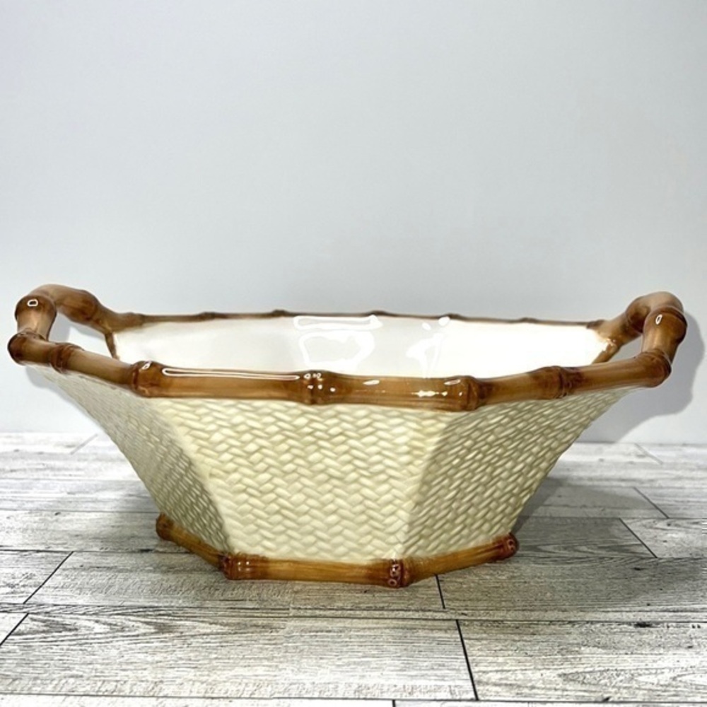 Pier 1 Imports Cabana Ceramic Bamboo Bowl